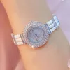 ساعات المعصم لؤلؤة الساعات الماس الكريستال فستان روز للسيدات على مدار الساعة سوار ساعة Quartz Wristwatch Relogio femininowristwatches wristw