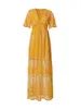 Casual Dresses Jastie Summer Boho Women Maxi Loose Embroidery White Lace long Tunic Beach Vacation Holiday Clothing 230217