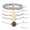 Braccialetti a maglie Catena Bracciale bohémien Set per donna Conchiglia Mappa stellare Ananas Cuore Perline in pietra naturale Catene Bracciale Boho JewelryLink