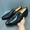 Italiaanse stijl met de hand geschilderde letters lederen lederen jurk schoenen heren Loafers zakelijke casual single schoenen grote size d2a16