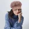 Berets Women's Black 2023 HATS Autumn Winter Fashion Wool Patchwork Hat Sboy Caps z paskiem żeńskie Gorras 56-58cmberets