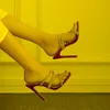 Сандалии женские туфли тапочки модные вечеринка с высоким кастрюлем, сексуальная полость 2023 года.
