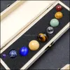 Stone Nine Planets Ball Set Reiki Natural Crystal Stones TABLITEP Ornament Polering Rock Quartz Yoga Energy Bead Chak Yydhome Dro Dhzvx