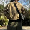 Kvinnors jackor 2023 khaki laststil bombplan rockar kvinnor bat hylsa zip upp fickor stitch vintage casual gata outwear höst