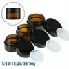 Storage Bottles Jars 10pcs 5ml/10ml/15ml/20ml/30ml/50ml Glass Amber Cosmetic Face Cream Bottle Lip Balm Container Jar Pots Makeup Vials 230217