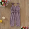 Car Dvr Rompers Mikrdoo Newborn Infant Baby Girl Bodysuit Summer Cute Clothes Straped Ruffle Romper Solid Color Jumpsuit For 024 Month Dh92Z