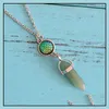 Pendant Necklaces Fish Scale Hexagonal Pointed Reiki Natural Stones Turquoise Pink Quartz Pillar Charms Necklace For Women Men Gift Dhlli