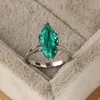 Cluster ringen Emerald S925 Sterling Silver Six Claw Ring European and American Simple Design Women's