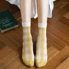 Women Socks INS Tidal Cotton Retro Plaid Web Celebrity Spring And Autumn Stockings Summer Thin