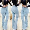 2023 vente chaude femmes jean couleur unie Denim pantalon Slim Fit Sexy taille haute trompette pantalon femmes pantalon Xxl Xxxl