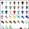 Charmes Lats Fil De Cuivre Wrap Champignon Pierre Naturelle Cristal De Quartz Améthystes Oeil De Tigre Pendentif Pour Colliers Boucles D'oreilles Bijoux Yydhho Dhrkd