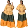 Vestidos casuais em mulheres africanas Moda Bloco de cores plissadas manto de cintura alta maxi vestido de verão longo roupas femininas 230217