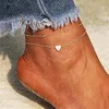 Anklets 2023 Bracelet On Leg Heart Pendant Anklet Jewelry For Women Luxury Wedding Bridal Accessories Metal Foot Chain Jewellery