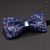 Laço amarra 2023 Moda de casamento masculino Double Fabric Rhinestone Bowtie Club Banquet Anniversary Butterfly Tie With Gift Box