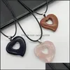 Colares pendentes Cura Cristal Natural Stone Hold Heart Centros Turquesa Tigre Lapsi Chain Chain Carshop2006 Drop Deliver