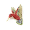 Brosches cindy xiang röd färg strass kolibri för kvinnor söt fågel stil smycken djur stift hög kvalitet god gåva