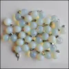 Charms Natural Stone Round Ball Pendant Opal Pendants Chakras Gem Fit Diy Earrings Necklace Making Assorted Drop Delivery Jewelry Fi Dhlhf