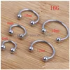 Nose Rings Studs Ring 100Pcs/Lot Mix 6/8/10/12/14Mm Stainless Steel Body Jewelry Horseshoe Drop Delivery Dhgarden Dhc76