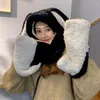 Bérets 3 en 1 gants écharpe chapeau hiver femmes nouveauté bonnets casquettes chaud mignon ours oreille en peluche ensemble présent