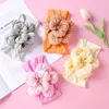 Hårtillbehör baby flickor blomma pannband en storlek passar alla nylon pannband mjuka handgjorda knutna spädbarn headwrap 0-6y