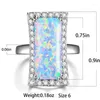 Wedding Rings Boho Blue White Fire Opal Ring Gorgeous Big Stone Silver Color Bands Jewelry Promise Engagement For Women