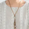 Naszyjniki wiszące w stylu barokowy Perły Naszyjnik czarny skórzany lina wiązana ręcznie robana biżuteria retro dzikie ubrania akcesoria
