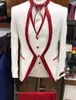 Men's Suits & Blazers Red Edge Stitching Color Suit With Stand-up Collar Wedding Groom Dress Formal (jacket Trousers Vest)