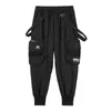 Pantalons pour hommes Techwear Cargo Joggers avec poches surdimensionnées Hip Hop coupe ample pantalon tactique taille élastique
