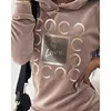 Günlük Elbiseler Mektup Baskı Kadife Kapşonlu Sweatshirt Elbise Kadınlar Yüksek Sokak Stili Spor Düz Mini Uzun Kollu Streetwear Sonbahar Kış