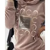 Casual Kleider Brief Drucken Samt Mit Kapuze Sweatshirt Kleid Frauen High Street Stil Sport Gerade Mini Langarm Streetwear Herbst Winter