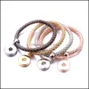 Charm Armband Gold Sier Plated 18mm Snap Button Armband Elastic Snaps Knappar Smycken f￶r kvinnor M￤n Drop Delivery DH3DB