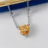 Pendentif Colliers Huitan Jaune Vif / Rose Coeur CZ Collier Pour Femmes Simple Élégant Mariage Fiançailles Fête Accessoires Bijoux À La Mode