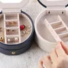 Jewelry Pouches Three-layer Portable Travel Box Three Layers Jewellery Organizer Storage Case With Mirror For Ring Ear Stud Necklace