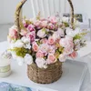 زهور زخرفة زخرفية أبيض الاصطناعي الحرير الورود الزفاف باقة زفاف نباتات وهمية للمنزل