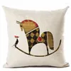 Oreiller dessin animé cheval couverture coton lin impression étui pour canapé maison taie d'oreiller décorative Almohada ZT206