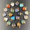 Anhänger-Halsketten, 1 Stück, Halbedelstein, vergoldete Lünette, facettiert, bunt, Herzform, natürliche Charms für DIY-Schmuckherstellung, 14 x 10 mm