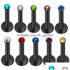 Labret läpppiercing smycken titan anodiserad rostfritt 16g labret ringar kropp tragus spiral örhänge studs skivstång droppe delive dhgarden dhihf