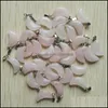 Charms Natural Pink Rose Quartz Crystal Crescent Moon Shape Pendants For Diy Jewelry Making Wholesale Drop Delivery Findings Componen Dhznn