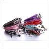 Charm Bracelets Colorf Rope Leather Braided 18Mm Snap Button Charms Bangle Wristband Jewelry Diy Snaps Buttons Punk Bracelet Jewelle Dhqoi