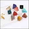 Charms Natural Crystal Pyramid Shape Stone Point Handmade Pendants For Necklace Earrings Jewelry Makin Yydhhome Drop Delivery Findin Dhrjm