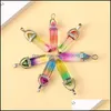 Charms Colorf Rainbow Glass Hexagon Prism Pelar Pendants For Jewelry Making Diy Necklace Earrings Gift Dhseller2010 Drop Delivery F DHO8H