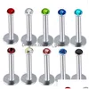 Labret läpppiercing smycken titan anodiserad rostfritt 16g labret ringar kropp tragus spiral örhänge studs skivstång droppe delive dhgarden dhihf