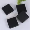 Pochettes à bijoux en papier Kraft marron noir, boîte carrée pour présentoir de colliers et bagues, cadeau avec éponge épaisse de 1.5CM