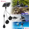 CAR DVR Motorcykel Intercom 1pcs/Set Teleheer T6 Plus Bluetooth Headset Helmet 1500m Intercomunicador Moto RealTime för 2 Riders Water DHT8C