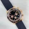 Con scatola originale Orologio automatico da uomo Cinturino in caucciù da 40 mm Cassa in acciaio inossidabile Tre occhi Zaffiro Orologi impermeabili Luxusuhr montre de luxe