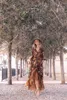 Vestidos casuais, comprimento de outono, comprimento de manga longa feminina impressão floral vintage maxi mujer chic boho 230217