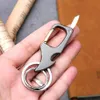 Klasik Erkekler Mini Katlanabilir Bıçak Anahtarlık Açık Çok Fonksiyonlu 2 In 1 Metal Şişe Açacağı Erkek Hediyeler Için Iki Anahtar Yüzük Ile