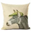 Oreiller dessin animé cheval couverture coton lin impression étui pour canapé maison taie d'oreiller décorative Almohada ZT206