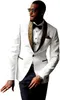 Nouveau smoking de mariage blanc 2023 pantalon avec manteau mince noir homme mâle blazer mince hommes costume pour marié mariage invité porter un bouton satin garçons d'honneur costumes ajustés