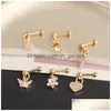 Wtyczki Tunele Dangle Heart Star Butterfly Stud Chrząstki Kolczyki Helisa Uch Ear Puchanie Tragus Hurtownia mieszanki styl upuść dhgarden dhr8z